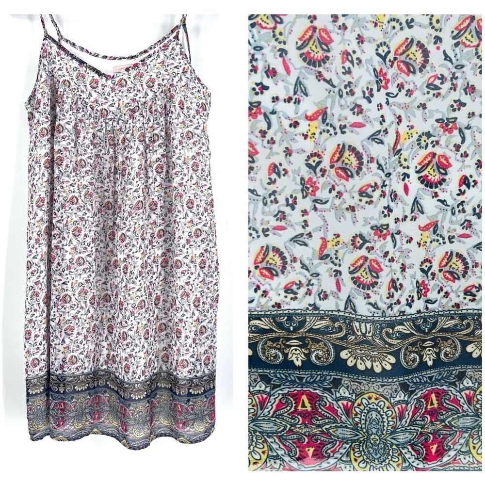Skies Are Blue Women's Floral Dress Sleeveless Summer shift flowy Size XS